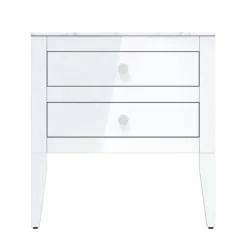 Crosswater Canvass White Gloss 700mm Double Drawer Unit With Carrara Marble Effect Worktop