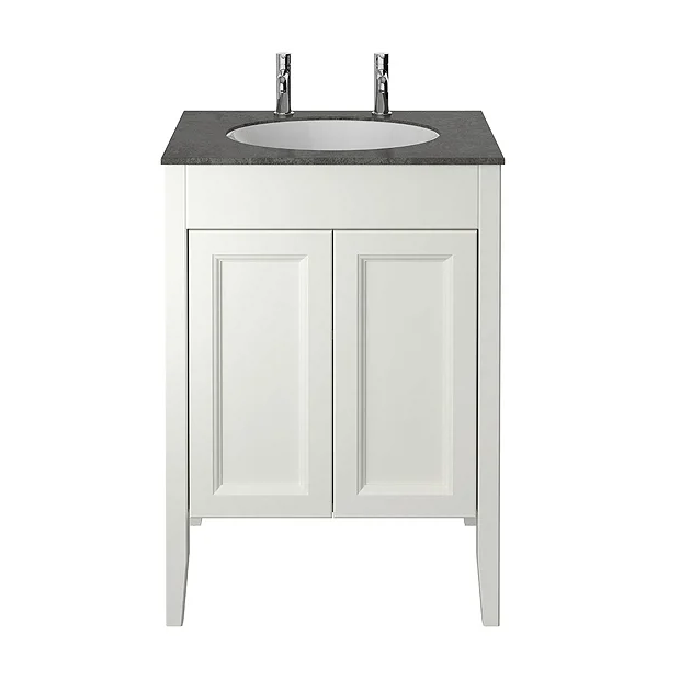 Heritage Caversham Chantilly Freestanding Dorchester Vanity With Dark Concrete Effect Basin Top 4 Heritage Caversham Chantilly Freestanding Dorchester Vanity With Dark Concrete Effect Basin Top - Image 2