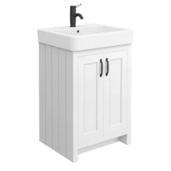 Chatsworth Traditional White Double Basin Vanity + Cupboard Combination Unit With Matt Black Handles 9 Chatsworth Traditional White Double Basin Vanity + Cupboard Combination Unit With Matt Black Handles -Bathroom Furniture cwht142pkmbd2