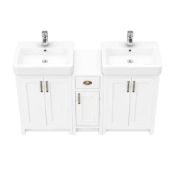Chatsworth Traditional White Double Basin Vanity + Cupboard Combination Unit -Bathroom Furniture cwht142pknwd2