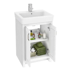Chatsworth Traditional White Double Basin Vanity + Cupboard Combination Unit -Bathroom Furniture cwht142pknwd3