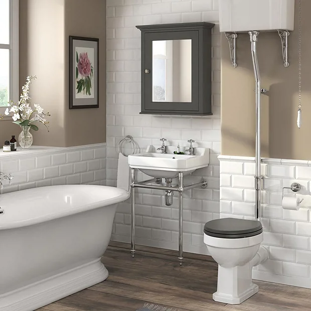 Old London Traditional Mirror Cabinet (650mm Wide - Charcoal) 6 Old London Traditional Mirror Cabinet (650mm Wide - Charcoal) - Image 4