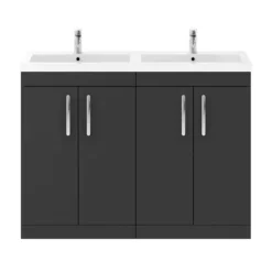 Brooklyn 1205mm Gloss Grey Double Basin Vanity Unit -Bathroom Furniture dbfs12gg d1