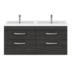 Brooklyn 1205mm Black Wall Hung Double Basin Vanity Unit 8 Brooklyn 1205mm Black Wall Hung Double Basin Vanity Unit -Bathroom Furniture dbwh12blk d1