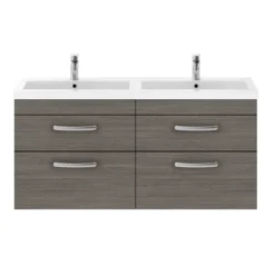 Brooklyn 1205mm Grey Avola Wall Hung Double Basin Vanity Unit 9 Brooklyn 1205mm Grey Avola Wall Hung Double Basin Vanity Unit -Bathroom Furniture dbwh12gry d1