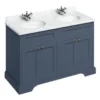 Burlington 130 4-Door Vanity Unit & Minerva Carrara White Worktop With Double Basin - Blue -Bathroom Furniture fc9bbc12 l