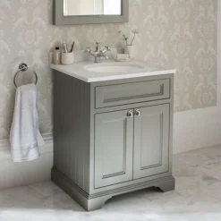 Burlington 65 2-Door Vanity Unit & Minerva Worktop With Basin - Sand -Bathroom Furniture ff8wbc66 d1n