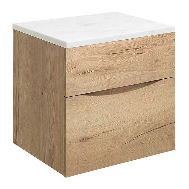 Crosswater Glide II Wall Hung Countertop Vanity Unit - Windsor Oak With Marble Worktop 4 Crosswater Glide II Wall Hung Countertop Vanity Unit - Windsor Oak With Marble Worktop - Image 2