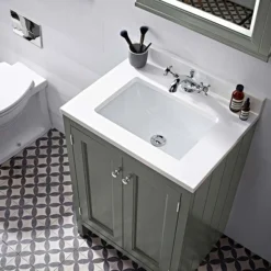 Roper Rhodes Hampton 600mm Underslung Basin Unit With Worktop & Basin - Slate Grey -Bathroom Furniture hamp600wmc d1