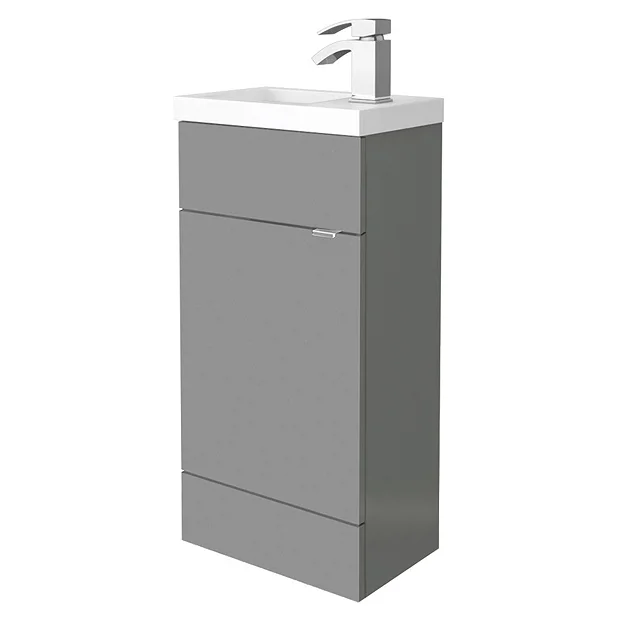 Hudson Reed 405mm Gloss Grey Compact Floor Standing Vanity Unit Inc. Basin 4 Hudson Reed 405mm Gloss Grey Compact Floor Standing Vanity Unit Inc. Basin - Image 2