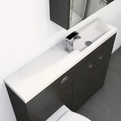 Hudson Reed 1100 X 255mm Slimline Polymarble Basin 1TH -Bathroom Furniture hudsonreed1100x255mmslimlinepolymarblebasin1th d1