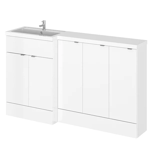 Hudson Reed Fusion 1500mm Gloss White Combination Unit (600 Vanity + 300 Base Unit X 3) 4 Hudson Reed Fusion 1500mm Gloss White Combination Unit (600 Vanity + 300 Base Unit X 3) - Image 2