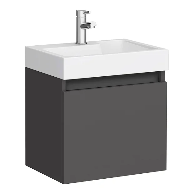 Milan Juno 500 X 360mm Gloss Grey Wall Hung Vanity Unit 4 Milan Juno 500 X 360mm Gloss Grey Wall Hung Vanity Unit - Image 2