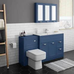 Keswick Blue 900mm Traditional Wall Hung 3 Door Mirror Cabinet 8 Keswick Blue 900mm Traditional Wall Hung 3 Door Mirror Cabinet -Bathroom Furniture kesblu3dm d1