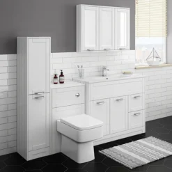 Keswick White 900mm Traditional Wall Hung 3 Door Mirror Cabinet -Bathroom Furniture keswht3dm d1