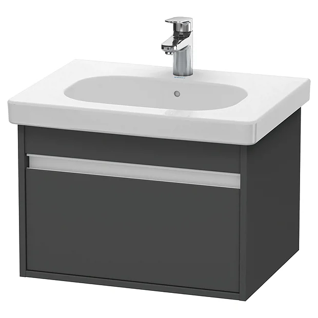 Duravit Ketho 600mm 1-Drawer Wall Mounted Vanity Unit With D-Code Basin - Graphite Matt 3 Duravit Ketho 600mm 1-Drawer Wall Mounted Vanity Unit With D-Code Basin - Graphite Matt