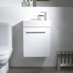 Tavistock Kobe 450mm Wall Mounted Unit & Basin - Gloss White -Bathroom Furniture kwm45w d1
