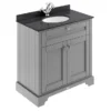 Old London 800mm Cabinet & Single Bowl Black Marble Top - Storm Grey
