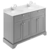 Old London 1200mm Cabinet & Double Bowl White Marble Top - Storm Grey -Bathroom Furniture lof264 l