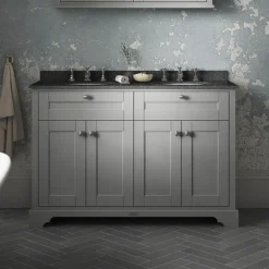 Old London 1200mm Cabinet & Double Bowl Black Marble Top - Storm Grey 7 Old London 1200mm Cabinet & Double Bowl Black Marble Top - Storm Grey -Bathroom Furniture lof266 d1