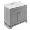 Old London 1000mm Cabinet & Single Bowl White Marble Top - Storm Grey