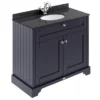 Old London 1000mm Cabinet & Single Bowl Black Marble Top - Twilight Blue 2 Old London 1000mm Cabinet & Single Bowl Black Marble Top - Twilight Blue -Bathroom Furniture lof376 l
