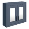 Chatsworth Blue 2-Door Mirror Cabinet - 690mm Wide With Matt Black Handles