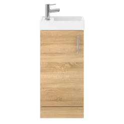 Milan W400 X D222mm Natural Oak Effect Compact Floor Standing Basin Unit -Bathroom Furniture mil005 nd1