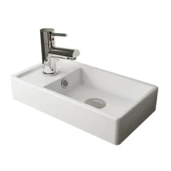 Milan W400 X D222mm Gloss Grey Compact Wall Hung Basin Unit -Bathroom Furniture mil013 d1
