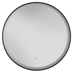 Heritage Newick Black 590mm Illuminated Circular Mirror With Demister Pad -Bathroom Furniture mnebl590 d1