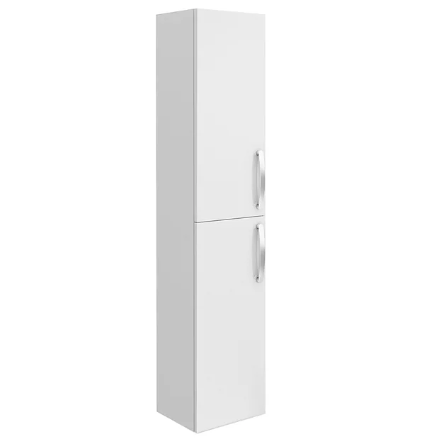 Brooklyn Wall Hung 2 Door Tall Storage Cabinet - White Gloss 4 Brooklyn Wall Hung 2 Door Tall Storage Cabinet - White Gloss - Image 2