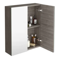 Brooklyn 600mm Grey Avola Bathroom Mirror Cabinet - 2 Door 11 Brooklyn 600mm Grey Avola Bathroom Mirror Cabinet - 2 Door -Bathroom Furniture mod523 d1