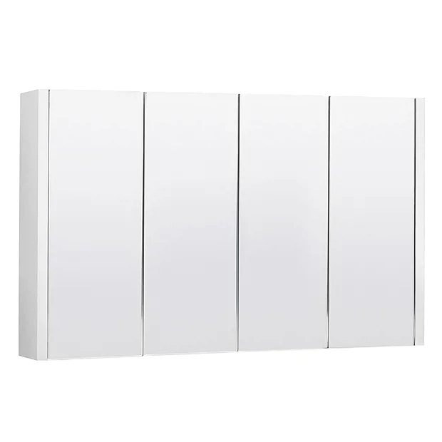 Toreno White Minimalist 4 Door Mirror Cabinet - W1200 X D110mm 4 Toreno White Minimalist 4 Door Mirror Cabinet - W1200 X D110mm - Image 2