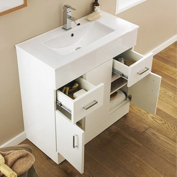 Toreno Vanity Sink With Cabinet - 1000mm Modern High Gloss White 5 Toreno Vanity Sink With Cabinet - 1000mm Modern High Gloss White - Image 3