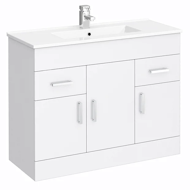 Toreno Vanity Sink With Cabinet - 1000mm Modern High Gloss White 4 Toreno Vanity Sink With Cabinet - 1000mm Modern High Gloss White - Image 2