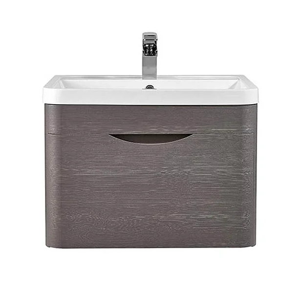 Monza 600mm Wall Hung 1 Drawer Vanity Unit (Stone Grey Woodgrain - Depth 450mm) 5 Monza 600mm Wall Hung 1 Drawer Vanity Unit (Stone Grey Woodgrain - Depth 450mm) - Image 3
