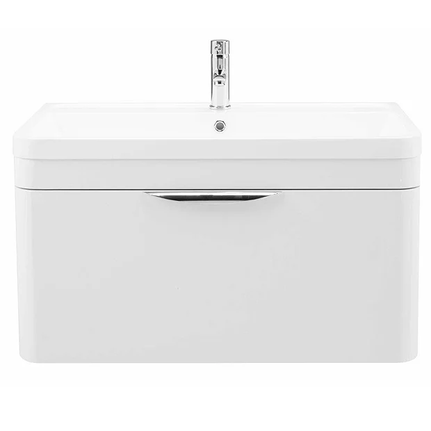 Monza 800 Wall Mounted Vanity Unit Incl. Side Cabinet (Gloss White With Chrome Handles) 6 Monza 800 Wall Mounted Vanity Unit Incl. Side Cabinet (Gloss White With Chrome Handles) - Image 4