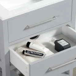 Montrose 610mm Dove Grey Vanity Unit With Chrome Handles And Slatted Shelf 6 Montrose 610mm Dove Grey Vanity Unit With Chrome Handles And Slatted Shelf -Bathroom Furniture mt6vdgcp d1