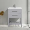 Montrose 610mm Dove Grey Vanity Unit With Chrome Handles And Slatted Shelf 2 Montrose 610mm Dove Grey Vanity Unit With Chrome Handles And Slatted Shelf -Bathroom Furniture mt6vdgcp d2