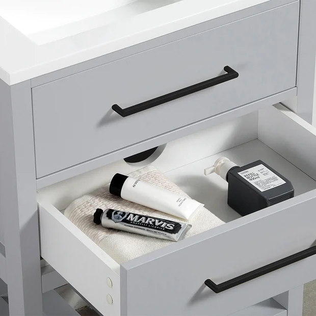 Montrose 610mm Dove Grey Vanity Unit With Matt Black Handles And Slatted Shelf 5 Montrose 610mm Dove Grey Vanity Unit With Matt Black Handles And Slatted Shelf - Image 3