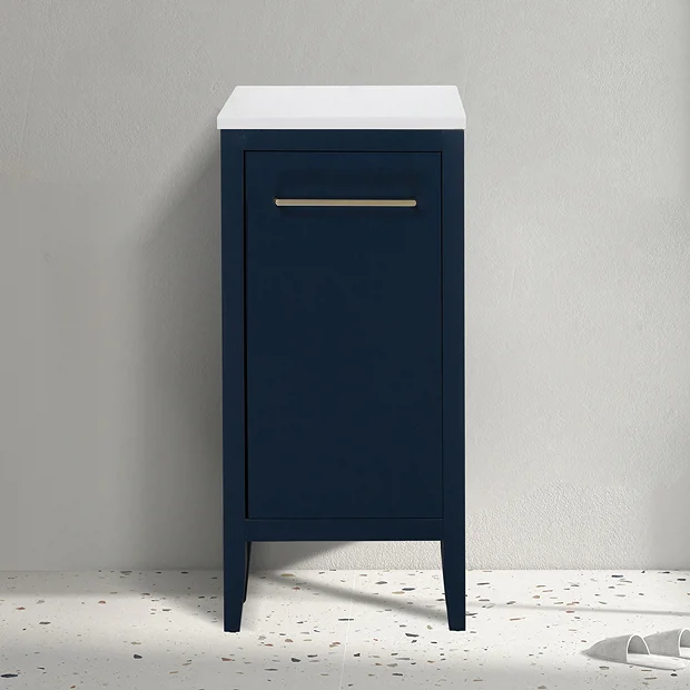 Montrose Indigo Blue Laundry Unit With Brushed Brass Handle 3 Montrose Indigo Blue Laundry Unit With Brushed Brass Handle