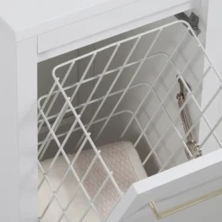 Montrose White Laundry Unit With Brushed Brass Handle -Bathroom Furniture mtlamwbb d1