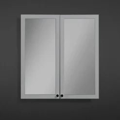 Montrose 600mm Dove Grey Mirrored Cabinet With Matt Black Handles -Bathroom Furniture mtmrmgmb d1