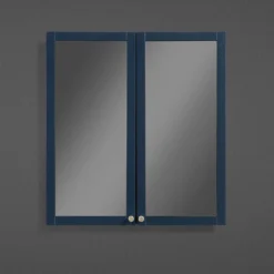 Montrose 600mm Indigo Blue Mirrored Cabinet With Brushed Brass Handles -Bathroom Furniture mtmrmibb d1