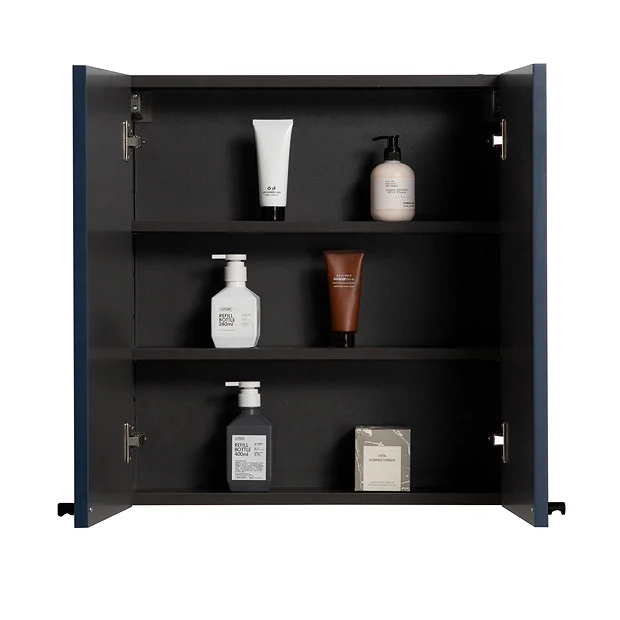 Montrose 600mm Indigo Blue Mirrored Cabinet With Matt Black Handles 3 Montrose 600mm Indigo Blue Mirrored Cabinet With Matt Black Handles