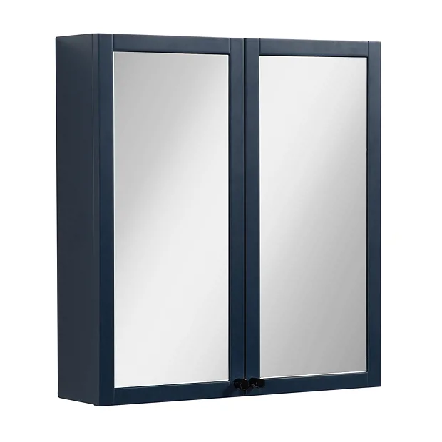 Montrose 600mm Indigo Blue Mirrored Cabinet With Matt Black Handles 4 Montrose 600mm Indigo Blue Mirrored Cabinet With Matt Black Handles - Image 2