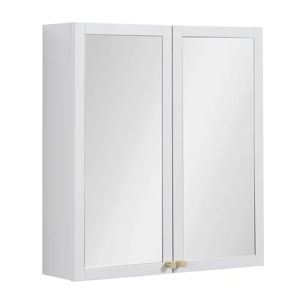Montrose 600mm White Mirrored Cabinet With Brushed Brass Handles 4 Montrose 600mm White Mirrored Cabinet With Brushed Brass Handles - Image 2