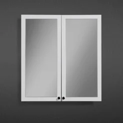 Montrose 600mm White Mirrored Cabinet With Matt Black Handles -Bathroom Furniture mtmrmwmb d2
