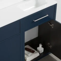 Montrose Indigo Blue Combination Vanity And WC Unit With Chrome Handles And Flush