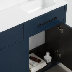 Montrose Indigo Blue Combination Vanity And WC Unit With Matt Black Handles And Flush